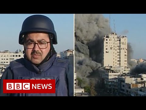 Israel-Gaza: Strike collapses building during live BBC report - BBC News